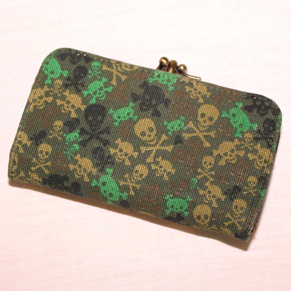 Loungefly green skulls bifold wallet